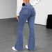NY107 High Elastic Flared Jeans Women's Slim Fit Denim Jeans Solid Color Street Style with Pockets Long Pants Hot Style_mkmklike.com