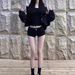 Women's American Style Low Rise Hot Pants Sexy Stretchy Tight Fitting Black Denim Shorts for Spring And Summer Wear_mkmklike.com