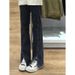 Plus-size High-waisted Slit Straight-leg Jeans For Plus-size Women, New Spring 2025 Loose Wide-leg Floor-length Pants_mkmklike.com