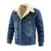Men's Vintage Washed Denim Jacket – Slim Fit Cotton Blend With Thickened Lining (M-XXL) – Retro Workwear Style For Winter_mkmklike.com