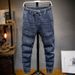 Large Size Men's Elastic Waist Tights Men's Loose Elastic Sports Jeans Men's Fattened Plus Size Jeans_mkmklike.com