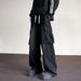 American High Street Vintage Washed Wide Leg Jeans, Men's Loose Straight Cargo Pocket Trendy Casual Denim Pants_mkmklike.com
