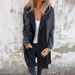 Women’s Loose-Fit Denim Jacket – Lapel Long Sleeve Mid-Length Coat With Splicing Design (S-5XL, Black/Navy Blue)_mkmklike.com