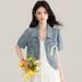 Chicco American Style Thin Denim Sleeve Jacket For Women 2025 Summer New Short Shawl Outerwear Cardigan Top_mkmklike.com