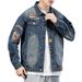 Loom Retro Label Denim For Men Korean Version Slim Fit Trendy Brand European And American Street Style Handsome Trend_mkmklike.com
