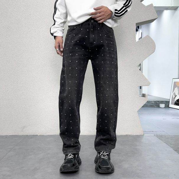 Men's Clothing Personalized Design Jeans Autumn Slim Loose Large Size Drape Mopping Wide Leg Long Pants_mkmklike.com