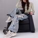 KENH Distressed Tassel Patchwork Ripped Jeans For Women, Loose-fitting, Slimming, Floor-length, High-waisted Wide-leg_mkmklike.com