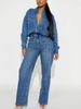 K Slim Fit Elastic Loose Long Sleeved Denim Jumpsuit_mkmklike.com