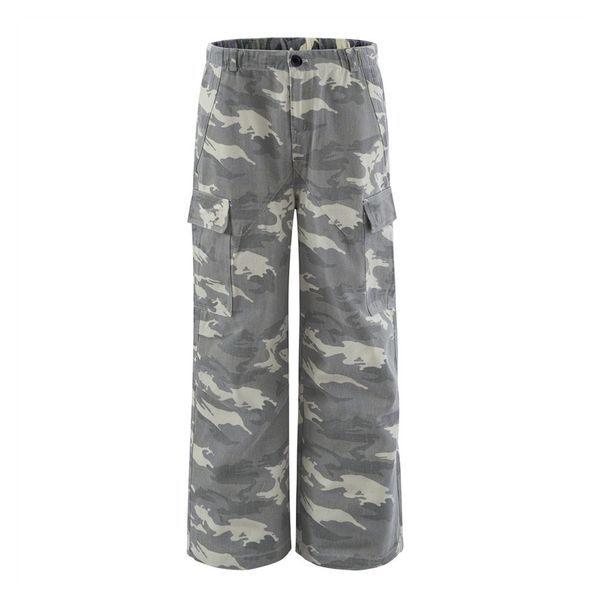American High Street Camouflage Wide-Leg Cargo Jeans Trendy Loose Straight Pants Men's Design Sense Pleated_mkmklike.com