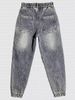 Washed Blue Jeans For Men, Durable Spring Summer Fashion Brand, Loose Ankle Tied, Harem Pants, Rugged And Stylish, With_mkmklike.com