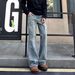 "Men's Retro Lightning Bolt Flared Jeans – Vintage 70s Style, Clean Fit, Straight Leg Comfort (S-3XL)"_mkmklike.com