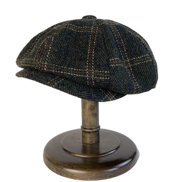 Hot Sale New Wool Plaid Newsboy Caps Autumn Winter Fashion Women British Painters Berets Woolen Casual Hats for Men_mkmklike.com
