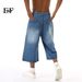 EF JEANS | 2024 Summer New American Fashion Retro Loose And Thin Seven-point Jeans Trendy Versatile Blue_mkmklike.com