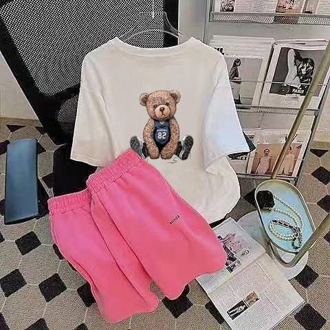 Women's Loose and slim casual fashion sports suit for women trendy short-sleeved T-shirt + shorts two-piece suit_mkmklike.com