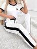 Women's Printed Short-Sleeve Top & Drawstring Pants Set - Stylish Summer Loungewear-D_mkmklike.com