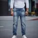 Plus Size Men's Stretchy Jeans High Street Trendy Business Style Long Pants_mkmklike.com