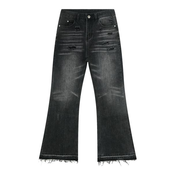 Men's Clothing Washed gray destroyed vintage jeans straight loose black flared trousers men's one piece drop shipping_mkmklike.com