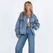 Women's Loose Casual Long Sleeve Denim Jacket Multi Pocket Workwear Spring New Arrival_mkmklike.com