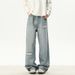 American High Street Ripped Jeans Men's Spring Fashion Brand Wide Curved Knife Break Hip Hop Loose Straight Leg Pants_mkmklike.com