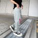 Men's Clothing Summer New Trendy Brand American Pink Ripped Jeans Men's Loose Straight Men's Wide Leg Casual Trousers Thin Style_mkmklike.com