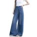 Blue Vintage High-waisted Wide-leg Jeans Women, New Spring And Autumn Style, Slimming Pants For Pear-shaped Body,_mkmklike.com
