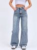 Women's Stretch Denim Jeans - High Waist Slim Fit, Classic Blue, Comfortable Cotton Blend For Spring & Fall (Sizes 25-32)_mkmklike.com