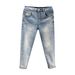 Light Blue Stretch Denim Jeans For Men Slim Fit Cropped Length Fashionable Spring Autumn Wear_mkmklike.com