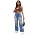 Women's Clothing Women's High-Waisted Ripped Jeans High Elasticity Loose Straight Leg Fashion Denim For Formal & Casual For Women_mkmklike.com