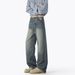 Cleanfit Versatile Micro-pull Jeans Men's Youth Fashion Popular Loose Straight Washed Retro Blue Trousers_mkmklike.com