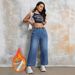 Trendy Fleece-Lined Relaxed Fit Straight Leg Jeans For Women – Comfortable & Warm Winter Casual Pants (Light Blue)_mkmklike.com