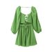 Women's clothing new V-neck long-sleeved hollow backless mini dress_mkmklike.com