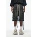 Men's Clothing RO Style Gradient Washed Distressed Raw Edge Denim Shorts Men's High Street Multi Pocket Loose Straight Wide Leg Shorts_mkmklike.com