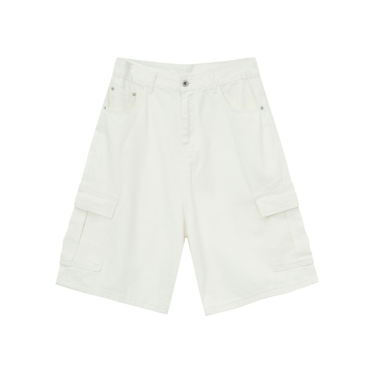 EF JEANS | 2024 Summer New American Street Simple Beige Big Pocket Overalls Five-point Pants For Men And Women_mkmklike.com