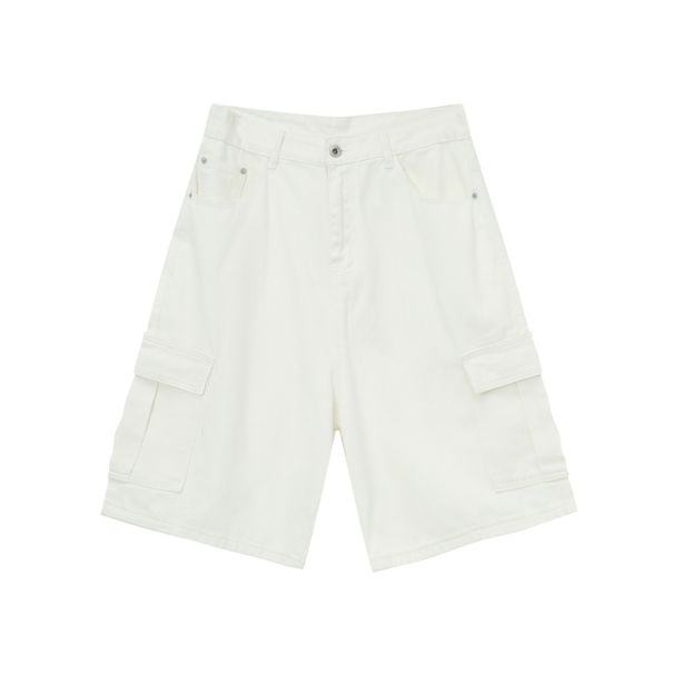 EF JEANS | 2024 Summer New American Street Simple Beige Big Pocket Overalls Five-point Pants For Men And Women_mkmklike.com