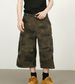Wide Leg Cropped Trousers With Multiple PocketsSlightly Elastic Overalls, All Match Straight Trousers_mkmklike.com