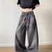 Vintage Washed Denim Jeans For Men – Distressed Paint Splatter & Relaxed Wide-Leg Fit | 90s Retro Streetwear Straight Cut Pants_mkmklike.com