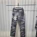 3D Printed GVC Destroyed Jeans For Men - Straight Leg Distressed Denim Pants With Whisker & Vintage Wash (Blue/Black)_mkmklike.com