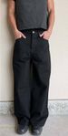 Retro Washed Distressed Patchwork Jeans Straight Leg Trousers Mid Waist Zipper Fly Men Women Casual Normcore Autumn Winter Streetwear Black Gray_mkmklike.com
