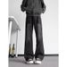 Men's Slim Fit Diagonal Cut Jeans Trendy High Street American Retro Style Mid Waist Slightly Stretchy Straight Pants_mkmklike.com