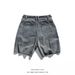 Men's Clothing Straps Washed Distressed Denim Shorts Men's Summer Hip Hop Loose Casual Workwear Shorts_mkmklike.com