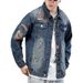Loom Autumn Winter New Brand Badge Embroidered Jacket Loose European American Trendy Retro Youth Denim Coat Men_mkmklike.com