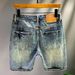 Men's Clothing High Street Fashion Retro Denim Shorts Loose Personality Trendy Ripped Patch 5 Point Pants_mkmklike.com