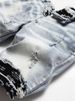 Men's Slim Fit Distressed Patchwork Embroidered Jeans | Streetwear Denim Pants | High Waist Straight Leg | Light Blue Washed Cotton_mkmklike.com