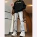 Men's Style High-Waisted Gray Jeans Slimming Straight Leg Pants Vibe High Street Style Slightly Flared Midweight Cotton_mkmklike.com