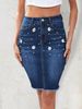 Women's Clothing Fashion pearl flower craft skinny denim half skirt girl_mkmklike.com