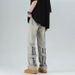 Slim Fit Straight Leg Jeans Zipper Design Washed Yellow Mud Dyed Casual Trousers High Street Style Midweight Softener Fabric_mkmklike.com