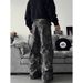 Men's Retro Camouflage Tree Branch Pattern Jeans Loose Straight Leg Cargo Pants Versatile Style For Spring And Autumn_mkmklike.com