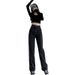 Women's Clothing High-Waisted Straight Leg Jeans Slimming Crossover Design Floor-Length Wide Leg Trousers Loose Fit Summer Style Denim_mkmklike.com