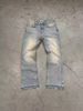Distressed Embroidered Slim Fit Men's Jeans - Vintage Washed Denim Pants With Handmade Rips Tching, Straight Leg Comfort Stretch For Casual Wear_mkmklike.com