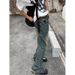 Nordmann Vintage Washed Blue Jeans For Men Loose Straight Leg Slightly Flared Casual New Trend American Style Long Pants_mkmklike.com
